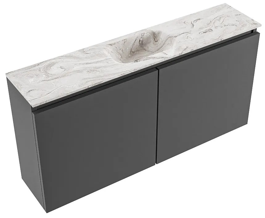 Mondiaz Ture DLux toiletmeubel 100cm dark grey met wastafel glace midden zonder kraangat