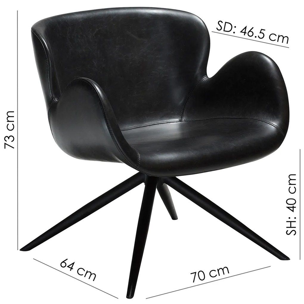 Dan-Form Gaia Draaibare Design Lounge Stoel Zwart Kunstleer