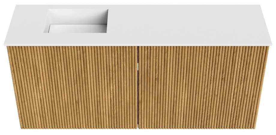 Mondiaz Joya 90cm toiletmeubel oak met wastafel faye links zonder kraangat talc