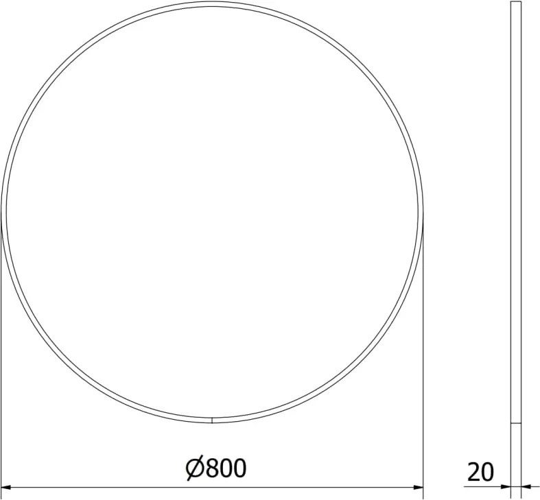 Mexen Loft ronde badkamerspiegel 80 cm, zwarte rand - 9850-080-080-000-70