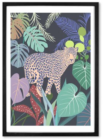 Leopard Jungle, 65 x 90 cm (A1) ingelijste kunst print, multi