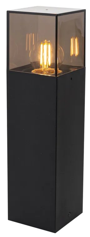 Buitenlamp zwart met smoke glas met grondpin en kabelmof 30cm IP44 - Denmark