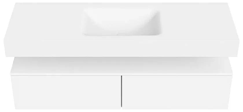 Zaro Alan badmeubel 140cm talc 2 lades met vrijhangende wastafel cloud midden 1 kraangat talc