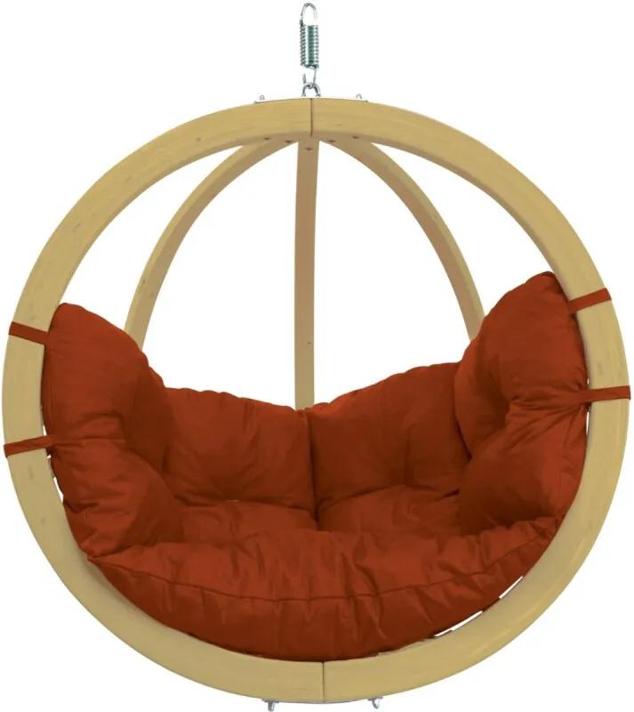 Globo Chair Hangstoel - 1 Persoons - Hout - Terracotta Kussens Mooie hangstoel voor binnen en buiten