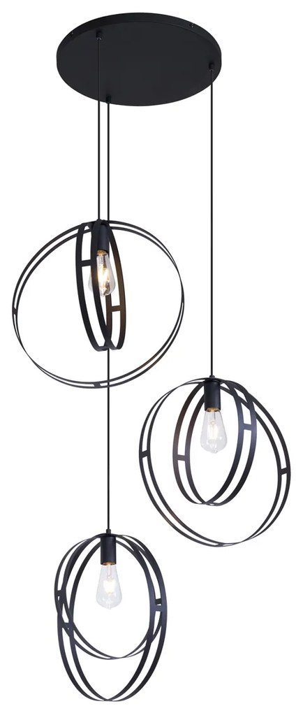 Design hanglamp zwart rond 3-lichts - Indu