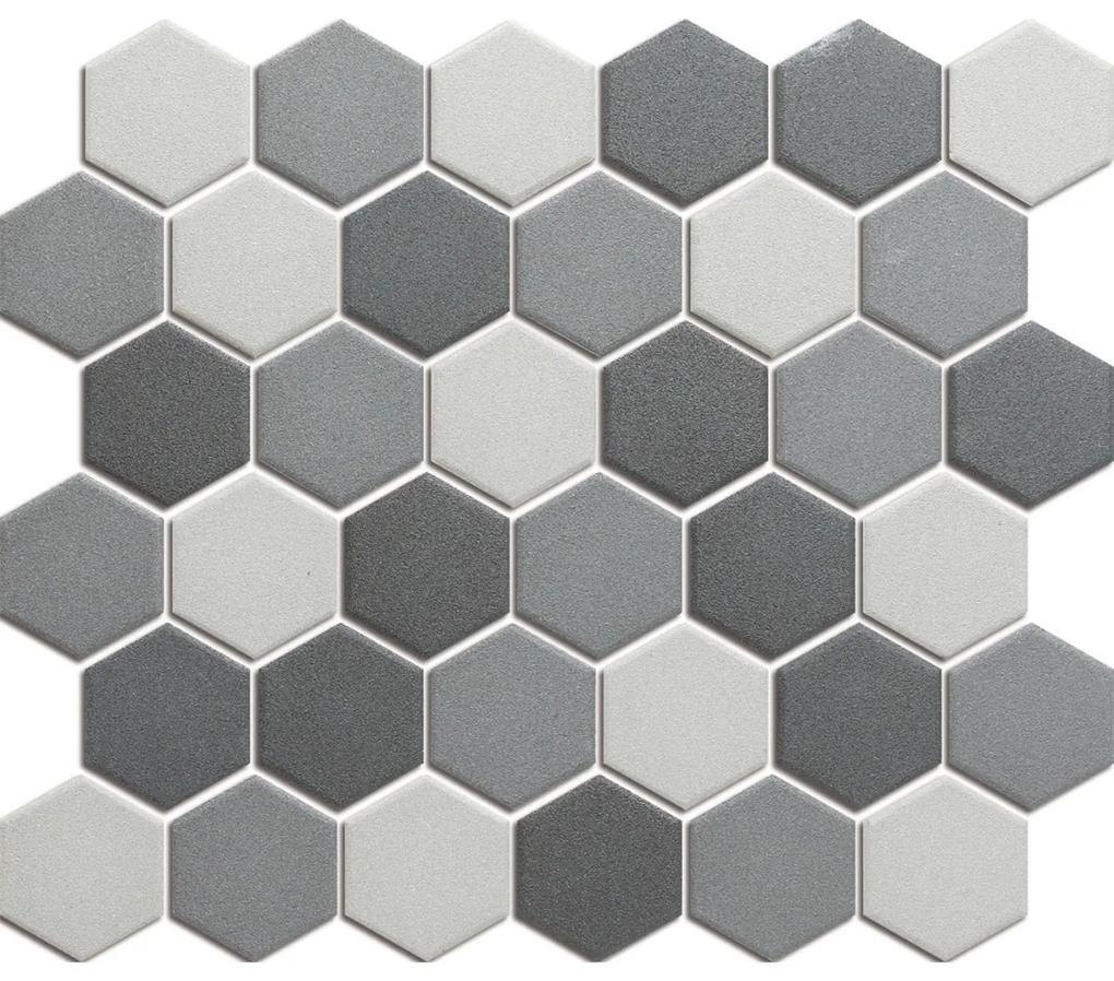 The Mosaic Factory London hexagon mozaïek tegels 28x33 donkergrijs mix