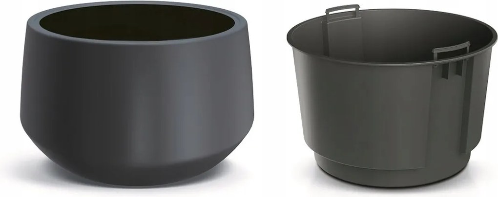 Prosperplast Heos Bloempot -Ø 39 cm - Antraciet - Incl. inzet
