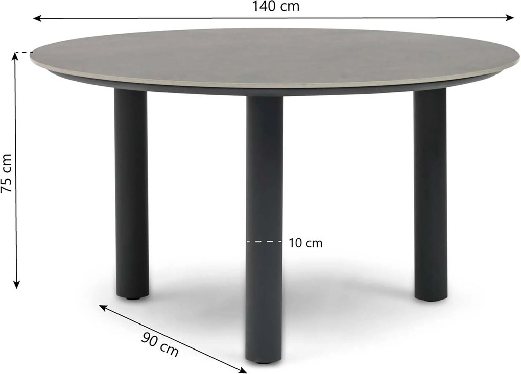 Dining Tuintafel rond 140 cm Grijs Trino