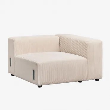 Rechter Hoekmodule 115x113 Cm Met Hoge Armleuning Voor Modulaire Bank Bruna Linnen Fluweel Linnenbeige - Sklum