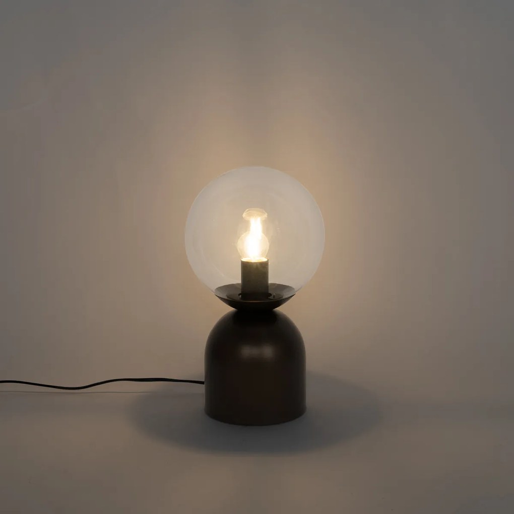 Hotel chique tafellamp donkerbrons met helder glas - Pallon Trend