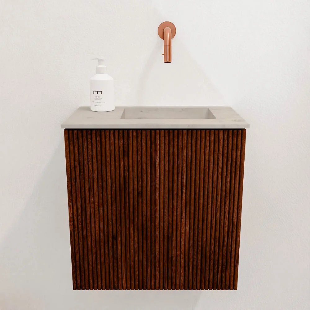 Mondiaz Joya DLux 40cm toiletmeubel ruby met wastafel faye rechts zonder kraangat opalo