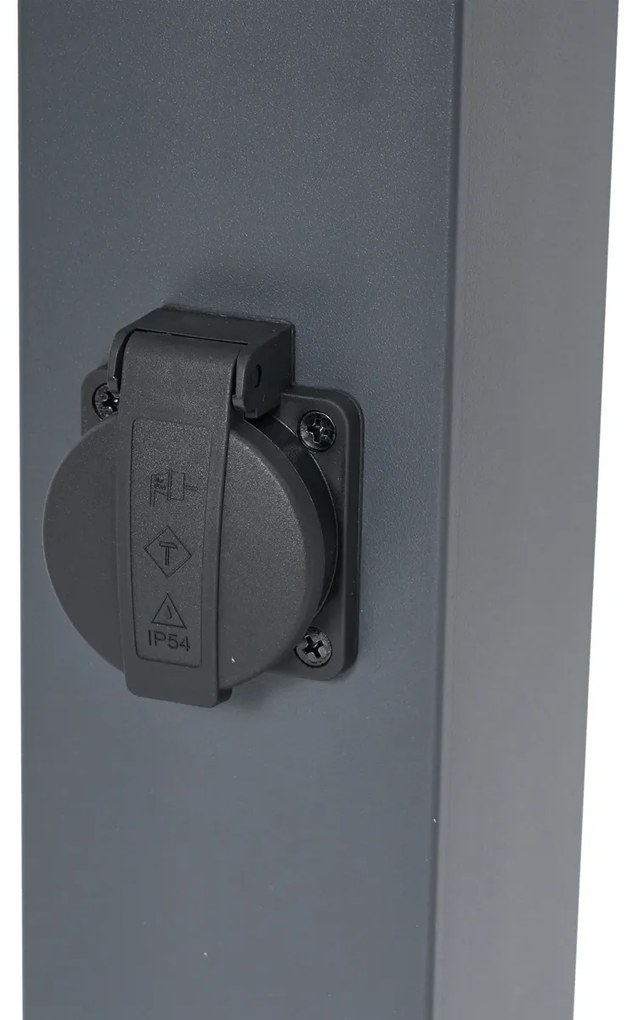 Buitenlamp donkergrijs met opaal glas 80cm IP44 met stopcontact en bewegingssensor - Malios