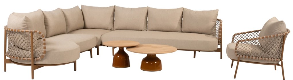 June Martinique modulaire hoek loungeset 6 delig teak amber 4 Seasons Outdoor