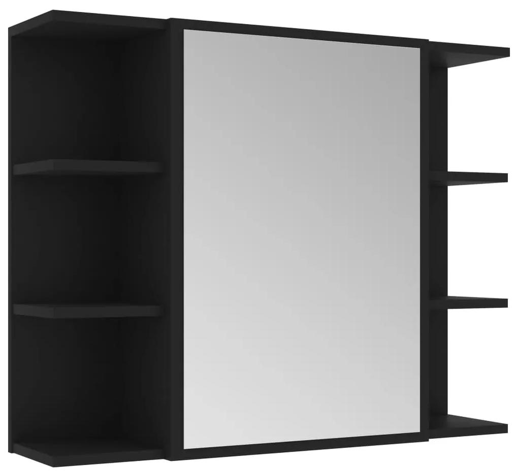 vidaXL Badkamerspiegelkast 80x20,5x64 cm spaanplaat zwart