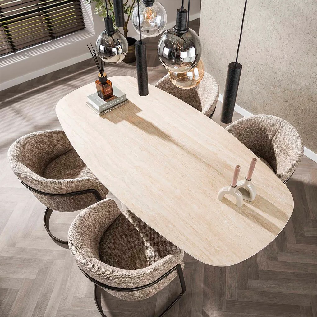 Eettafel Met Ovale Blad - 180 X 90cm.