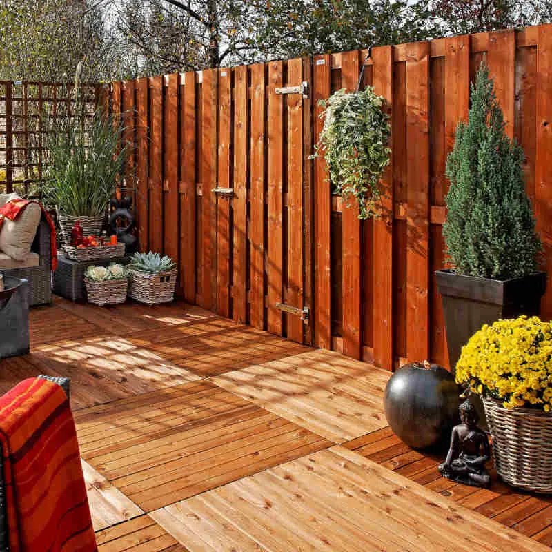 Schutting vuren Timber recht 15L rvs bruin geimpregneerd (180 x 180 cm) schermdikte 4,7 cm