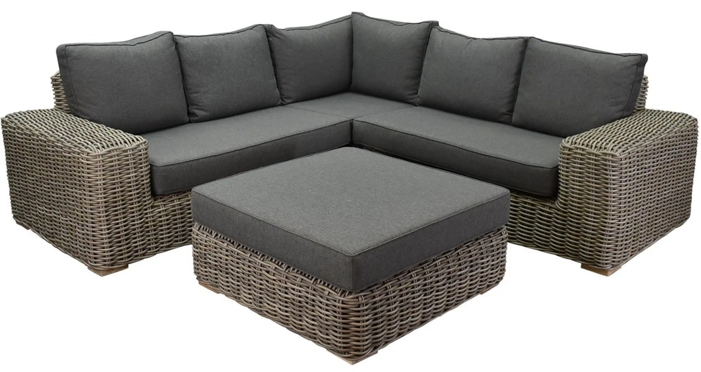 Queen hoek loungeset 4 delig grijs wicker