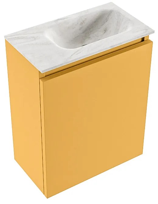 Mondiaz Ture DLux toiletmeubel 40cm ocher met wastafel ostra rechts zonder kraangat