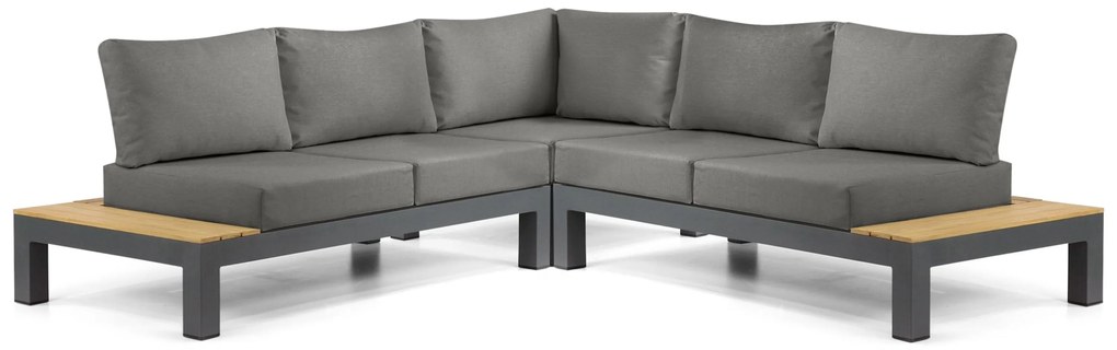 Loungeset 5 personen Aluminium/Teak Grijs Lifestyle Garden Furniture Vittoria