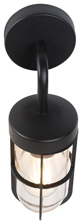 Landelijke buitenwandlamp zwart met glas - Elza