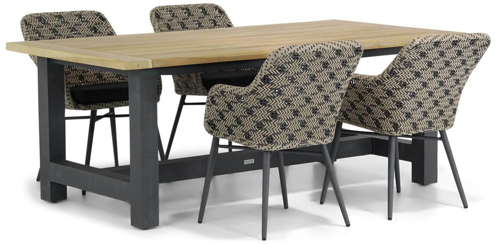 Tuinset 4 personen 200 cm Wicker Zwart Lifestyle Garden Furniture Crossway/San