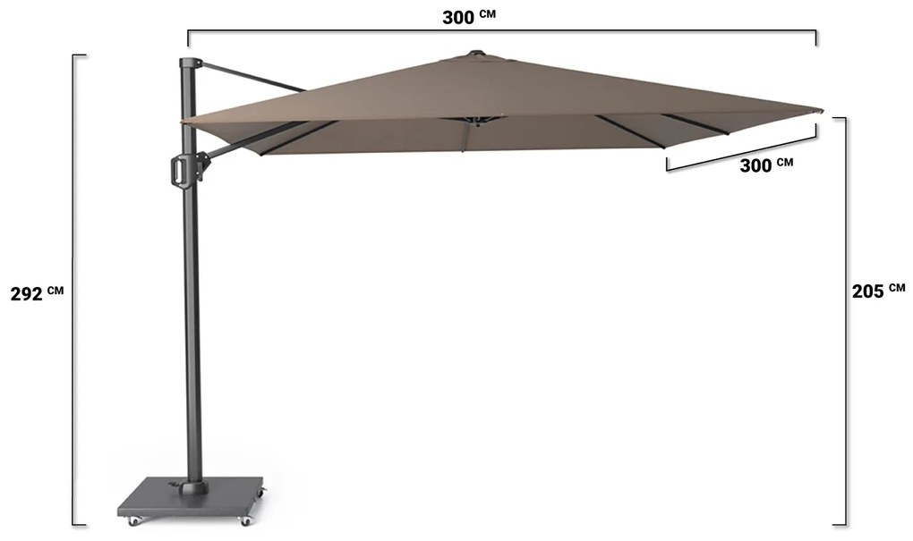 Platinum Challenger Zweefparasol Xm T Premium (excl. Voet) Aluminium Taupe