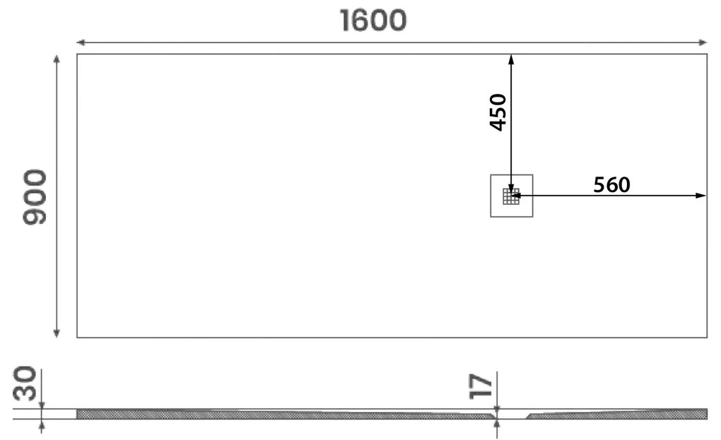 Gelco Mitia rechthoekige douchebak stone-look 160x90cm grijs