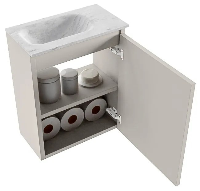 Mondiaz Ture DLux toiletmeubel 40cm linen met wastafel opalo links zonder kraangat