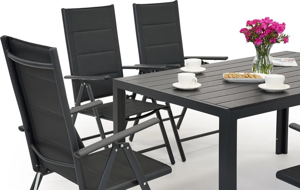 Verona polywood aluminium tuinmeubelen voor 6 personen Garden Point zwart