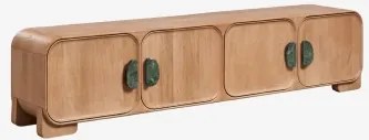 Kivalina Tv-meubel Van Mangohout En Natuursteen 220 X 45 Cm & Udaipur Groen Marmer - Mangohout - Sklum