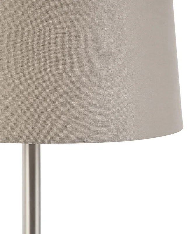 Stoffen Moderne tafellamp staal met taupe kap 35 cm - Simplo Modern E27 rond Binnenverlichting Lamp