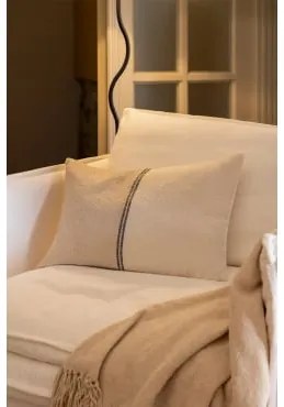 Rechthoekig Kussen 40x60 Cm Van Katoen Louisa Zwart - Beige – Linnen - Sklum