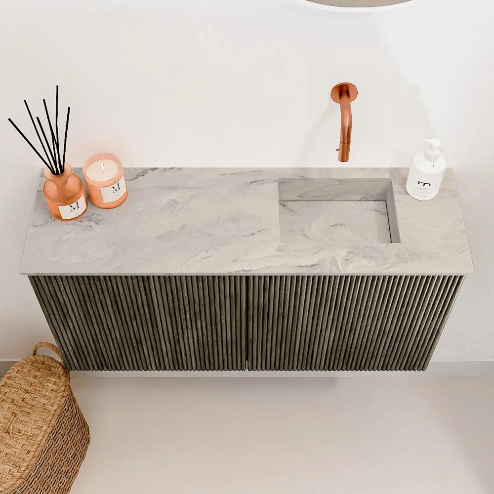Mondiaz Joya DLux 80cm toiletmeubel shadow met wastafel faye rechts zonder kraangat glace
