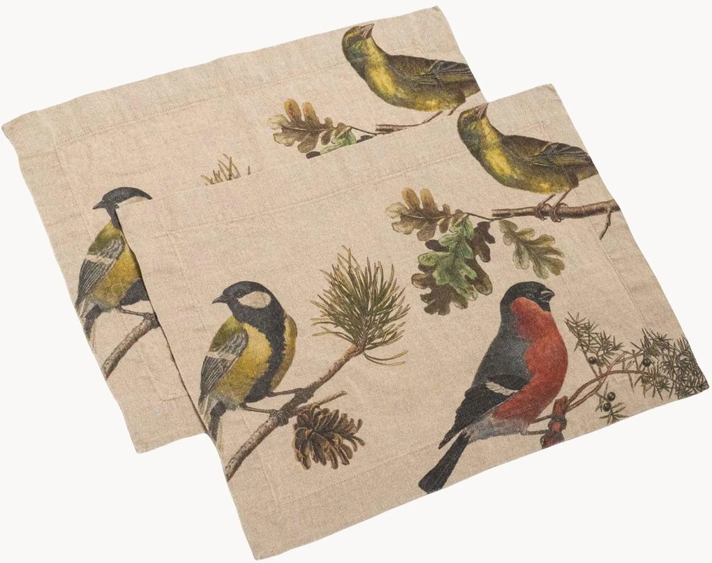Linnen placemats Small Birds, 2-delig