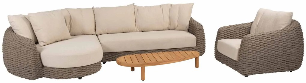 4 Seasons Outdoor Finn loungetafel teak met kiezelvormig blad 125 x 63 cm SALE Loungetafel houtkleur weerbestendig