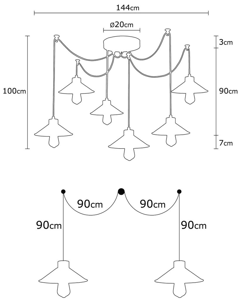 6-lichts Hanglamp Casey | Opviq