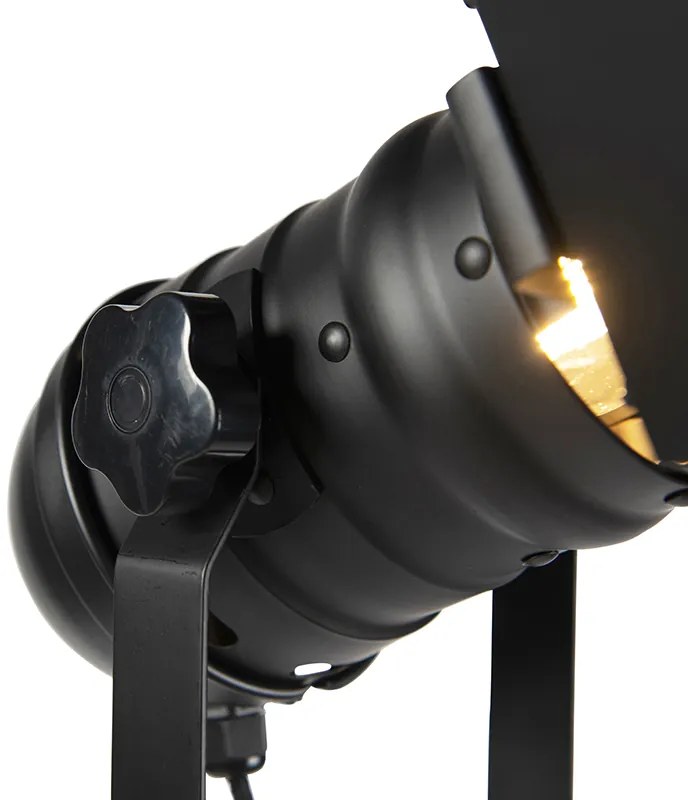 Industriële vloerlamp zwart kantelbaar - Movie