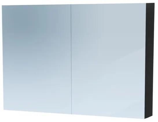 Saniclass Dual spiegelkast 100x70x15 indirecte LED verlichting 2 deuren black wood 7773