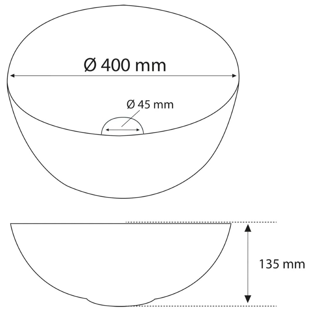 Differnz Shine keramische waskom 40cm wit/zilver