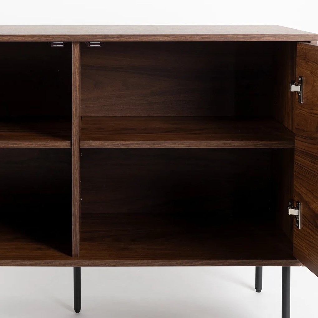 Walnoot Dressoir Met Strepen - 120x40x74cm.