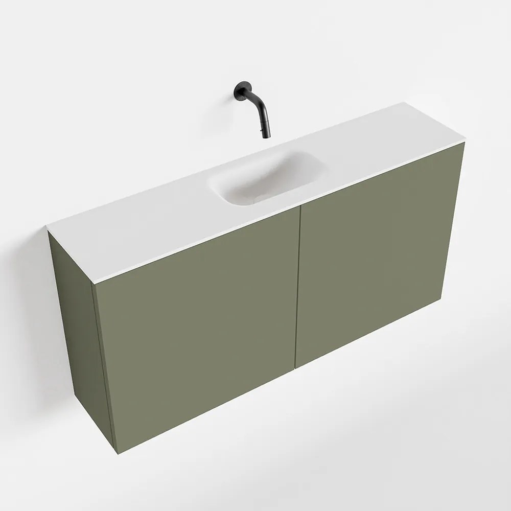 Zaro Polly toiletmeubel 100cm army met witte wastafel zonder kraangat