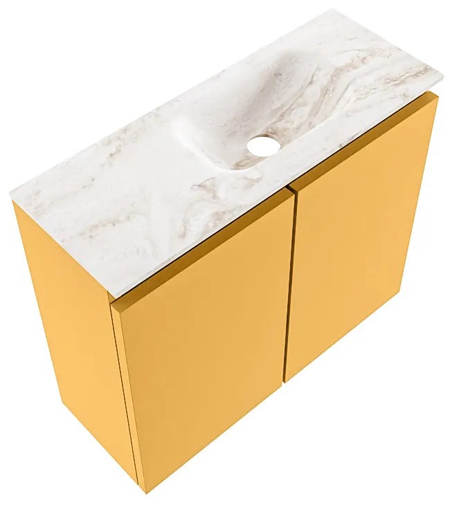 Mondiaz Ture DLux toiletmeubel 60cm ocher met wastafel frappe rechts met kraangat