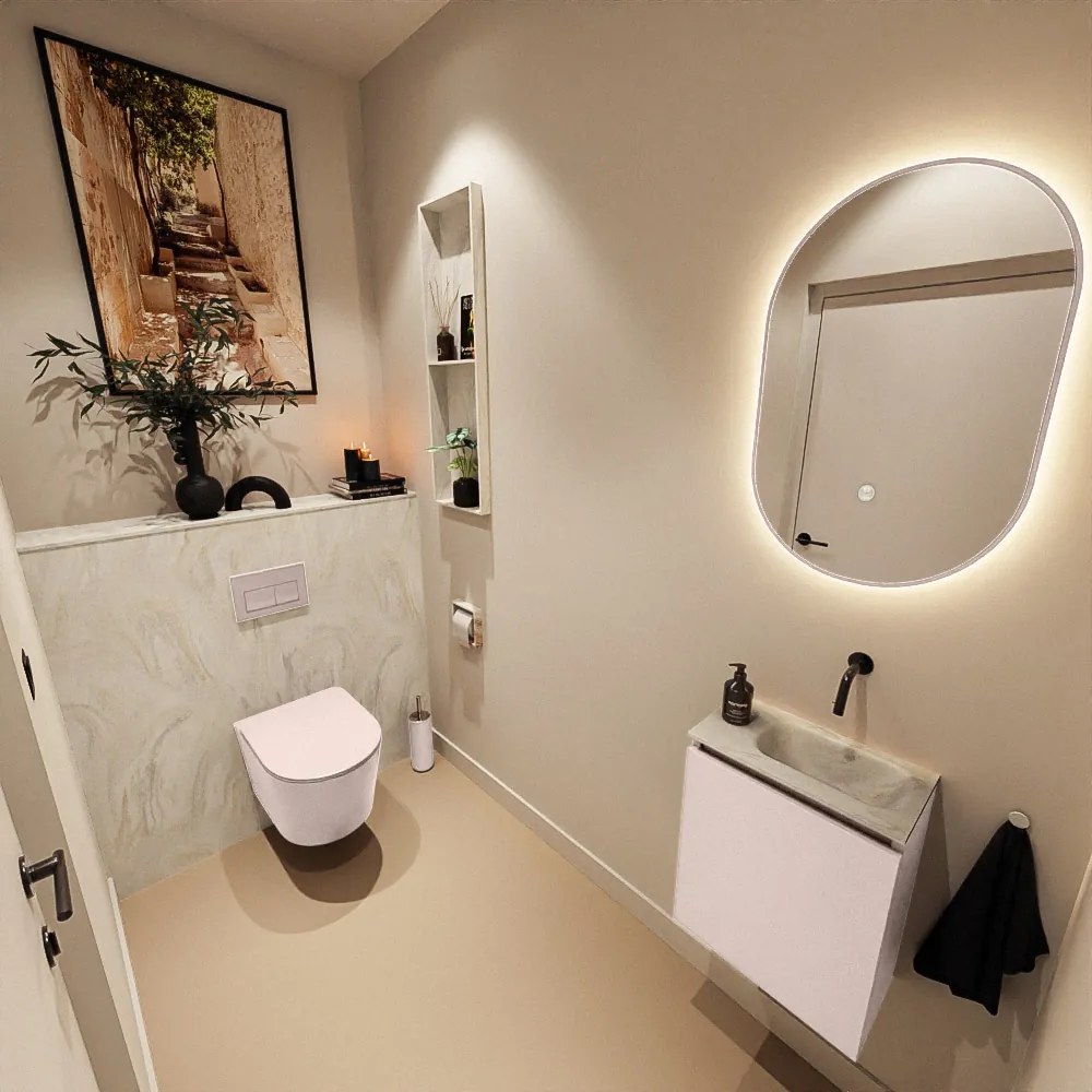 Mondiaz Ture DLux toiletmeubel 40cm rosee met wastafel ostra rechts zonder kraangat