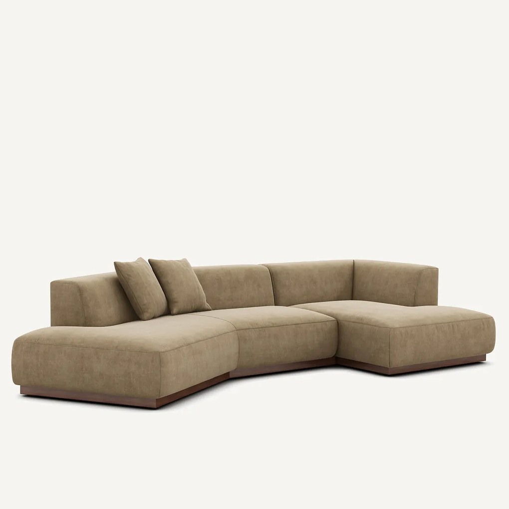 Rechte open hoekbank in stonewashed fluweel, JACOPO