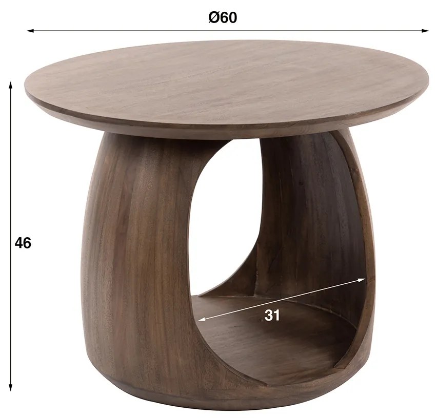 Houten Salontafel Open Design - 60 X 60cm.