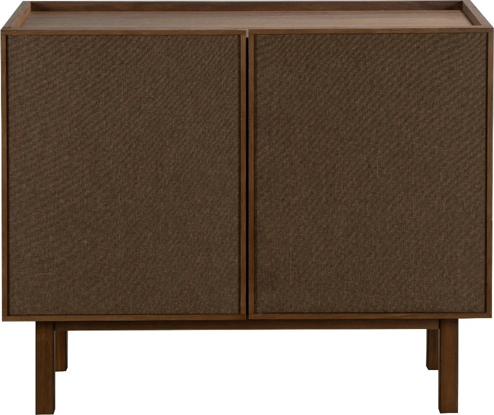 Kastje Walnoot Met Stoffen Deuren 90 Cm - 90x40x60cm.
