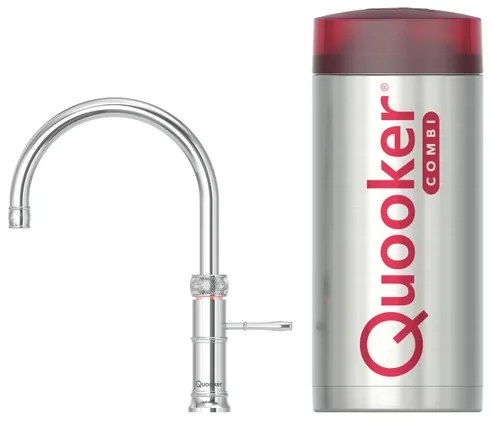 Quooker Classic Fusion Round kokendwaterkraan - draaibare uitloop - Combi+ reservoir - Warm / kokend water - Chroom 22+CFRCHR