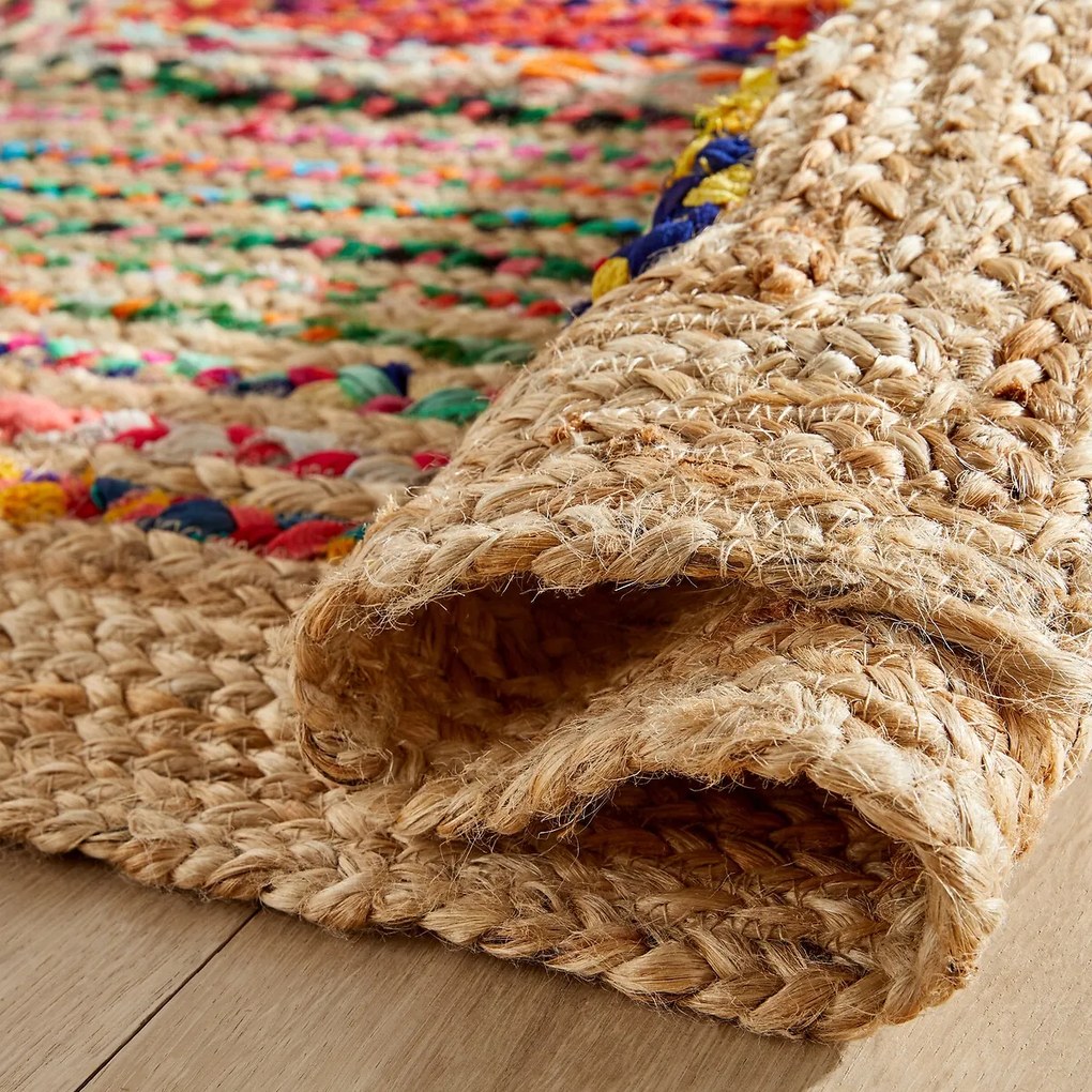 Vloerkleed in jute en recycled katoen, Jaco