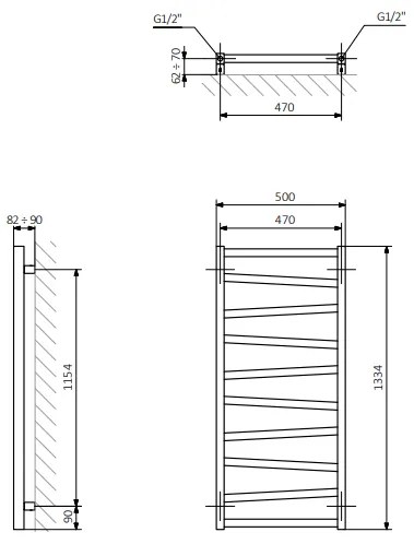 Sapho Zig radiator wit 50x133cm 490W