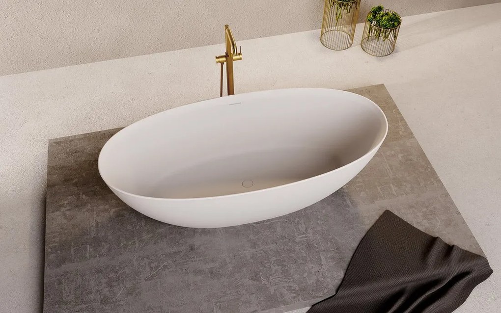 Polysan Noya vrijstaand bad solid surface wit mat 170x76cm